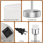 White Touch Bedside Lamp with USB - 3 Way Dimmable Table Lamp for Bedroom, Nightstand Lamp with Nickel Charging Station and Silver LampHolder for Dorm Kids Room, Small