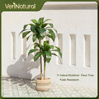 Artificial Dracaena Tree, 4FT Tall Fake Plants with UV Resistant Leaves, Faux Tropical Yucca Trees for Indoor Outdoor, Potted Large Floor Plant for Home Decor Living Room Porch, VN123