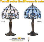 TL0006 Tiffany Lamp Baroque Design Stained Glass Table Lamp for Living Room Bedroom Bedside Nightstand Home Office, 8" D x 14.25" H, LED Bulb Included (Blue Baroque)