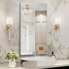 48x24In Silver Bathroom Mirror for Wall, Brushed Nickel Rectangle Mirrors with Metal Frame, Bathroom Rectangular Mirror Modern Wall Mirror for Bedroom Living Room, Hangs Horizontal or Vertical