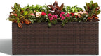 LEWIS&WAYNE Large Rectangular Block Planter Box Handmade Wicker Tall Planters for Outdoor Plants with Removable Liners Modern Planter for Indoor Outdoor Patio Deck - Brown, 36''x12''x16''