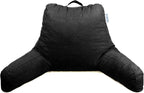 ComfortSpa Reading Pillow for Bed Adult Size, Back Rest Pillow with Arms, Pockets, Washable Cover; Use as Back Pillow for Bed Sitting Up for Bedrest or Relief from GERD Heartburn (Large Black)