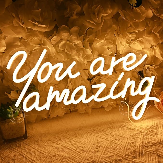 SYLHOME You Are Amazing Led Neon Light Sign Girls Bedroom Kids Room Wall Decor Sign Wedding Birthday Christmas Graduation Party Sign Student USB 15.75" X 8.94" Warm