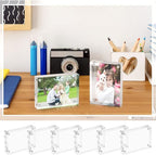 Xuhal Acrylic Business Card Frame 2.5 x 3.5 inch Clear Double Sided Magnetic Photo Block Frames, 20mm Thickness Frameless Wallet Size Picture Frames Stamp Display Stand for Home Office Decor(6 Pcs)