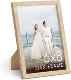 HAUS AND HUES 6x8 Natural Oak Wooden Picture Frame - 6x8 Poster Frame - Premium Oak, Vertical Hang, Shatterproof Plexiglass - Ideal for Home, Room, Office (6x8 in, Natural Oak)