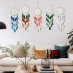 Artilady Macrame Dream Catchers for Bedroom - Tassel Wall Hanging Handmade Dreamcatchers Home Decor with Tassel Feather Ornament Craft Blessing Gift