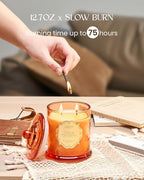 M&SENSE Citrus Candles for Home Scented, Natural Organic Soy Candle 12.7oz 75 Hour Long Lasting Slow Burning, Mandarin Fragrant Double Wick Jar Candle Fresh Smelling for Bathroom