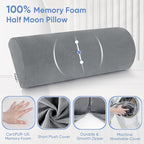 Forias Knee Pillow for Back Sleeping, Memory Foam Leg Pillow for Side Sleeping Bolster Pillow for Legs Elevation Half Moon Leg Elevation Pillow for Knee Lumbar Support, Ankle Rest and Foot Comfort