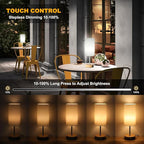 Unicozin Small Table Lamp, 3CCT & 7 RGB Color Changing, Dimmable Nightstand Lamp with Wood Grain Base, Touch Bedsides Lamp for Bedroom, Office, Kids Room, Nursery, Party, White Shade