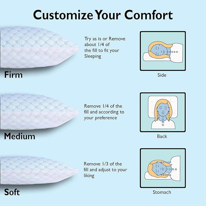 Greaton, Gel Memory Foam Pillows, Maintains Proper Sleeping Postures, Relieves Neck and Shoulder Pain, Perfect for Side, Back, or Stomach Sleepers, 25 x 15, White