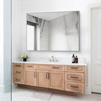 Silver Bathroom Mirror, 48"X36" Rectangle Mirrors for Wall Metal Frame, Bathroom Rectangular Mirror Modern Wall Mirror for Bedroom Living Room, Hangs Horizontal or Vertical