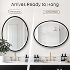 OVALCREST - Oval Wooden Beveled Wall Mirror for Home Decor, Bathroom, Vanity, Bedroom, Living Room, Hallway - London Style (Matte Black) 17.1 x 21.1