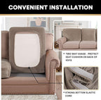PrinceDeco Velvet Stretch Couch Cushion Cover Soft Cushion Slipcover for Chair Cushion Furniture Protector Seat Cushion Sofa Cover (Width Up to 29.5", Taupe)