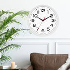 Wall Clock Silent Non-Ticking Modern Clock Battery Operated 10 Inch Small Classic Analog Decorative for Kitchen, Living Room, Office, Bedroom, Bathroom (White)