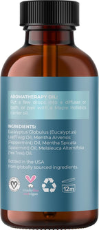 Breathe Essential Oil for Diffuser - Invigorating and Refreshing Breathe Essential Oil Blend with Eucalyptus Peppermint Tea Tree and Mint for Diffusers for Home and Shower Aromatherapy (2 Fl Oz)