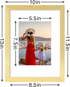 Vittanly 9x12 Picture Frames Set of 9, Shatter Resistant Plexiglass, Display 6x8 Pictures with Mat or 9x12 without Mat, Photo Frames for Wall or Tabletop, Engineered Wood, Gold