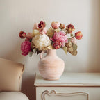 Ceramic Flower Vase with Handle, 6 inch Rustic Terracotta Vase, Vintage Clay Pottery, Farmhouse Decor, House Decorations for Home, Living Room, Bedroom, Entryway, Kitchen Decor