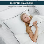 Hungarian Goose Down Pillows Queen Size, Bed Pillows for Sleeping, Pillow for Back, Stomach or Side Sleepers, 2 Pack, Queen (20" x 28")