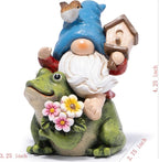 Hodao Spring Garden Gnome Decoration Flower Animal Ornaments Decor Gifts Spring Gnomes for Garden Decorations Summer Elf Figurine Gifts for Mom Outdoor Decor (Blue)