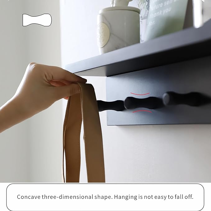 Entrance Coat Rack ，Coat Hooks, Wall-Mounted Wooden Hook Rack, Wall-Mounted Shelves are Very Suitable (Black Finish-2)