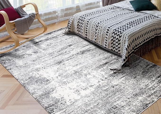 Keen Home Design Area Rugs - 9x12 Non-Shedding, Abstract Rugs for Kitchen, Living Room, Bedroom, Dining Room, Entryway - Size: 9'2" x 11'11", Abstract Cream/Grey