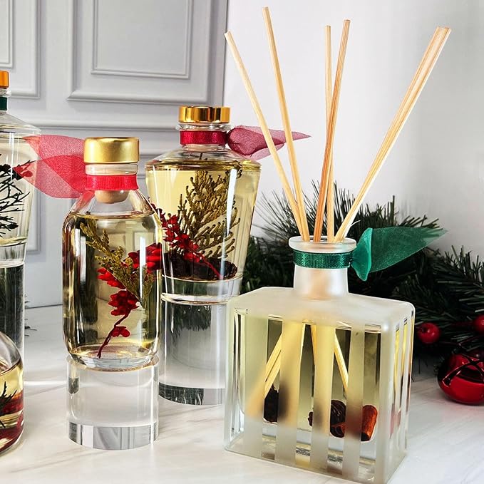 LOVSPA Reed Diffuser Set, Spiced Cinnamon Orange Scented Oil Diffuser with Sticks, Home Fragrance Accessories for Bathroom Shelf Decor, Aroma Diffusers for Home or Office Desk, USA Made