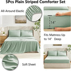 CozyLux Twin Comforter Set with Sheets Sage Green, 5 Pieces Bed in a Bag, Green Comforter Twin Size, All Season Bedding Set with Stitch Quilted Comforter, Flat Sheet, Fitted Sheet, Pillowcases