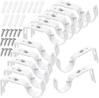 Frienda 12 Pcs Curtain Rod Brackets Adjustable Holder Wall for 1 Inch Diameter Curtain Rod General Bracket Hooks with Screws (Matt White)