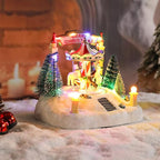 Bdor Christmas Carousel Tabletop Decoration – Lighted Musical Merry-Go-Round with Reindeer and Trees – Battery Operated Christmas Scene – 7.5"x5.5"x6" Holiday Centerpiece with LED Lights and Music