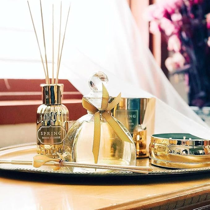 SPRING Fragrance Reed Diffuser Set | 6.1 oz (180ml) | Fragrance Made in France | Home Décor | Scented Aromatic Oil | Room Air Freshener White Flower | Lily, Jasmine, Lily of The Valley and Tuberose