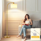 Tall Floor Lamp for Living Room,65'' Modern Standing Lamps with 9W LED Bulb,Dimmable Floor Light with Fabric Shade,Gold Tall Lamp for Bedroom Office Study Room Corner Dining Room