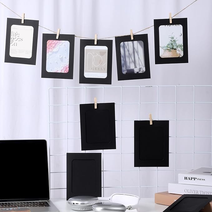 Giantree 20Pcs Photo Banner for Pictures, Paper Picture Frames, 4x6 Inch Photos Banner, Paper Photo Frame Photos String With Clips for Home Wall Decor,School and Office Decor(Style B)