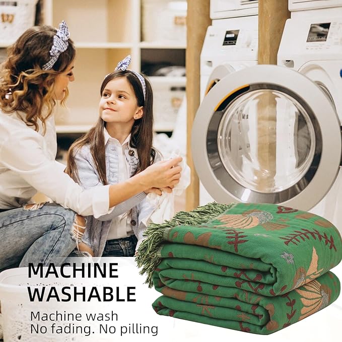 Boho Throw Blanket for Bed, 100% Pure Cotton Ultra Soft Rustic Quilt, Farmhouse Decor Bed Blankets, All Season Rustic Throw for Sofa Couch Chair(60"×80", Bird B)