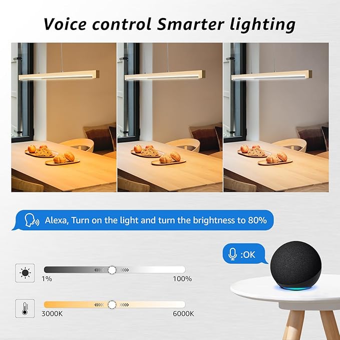 40W Gold Linear Pendant Light Aluminum, 54" Dimmable Kitchen Island Lighting with Remote & App Control, Adjustable CCT (3000K-6000K), Dining Room Chandelier for Home Office Study