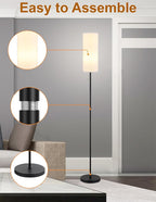 Floor Lamp for Living Room, Modern Standing Lamps with Lampshade, Minimalist Tall Lamp with Chain Switch for Living Room, Bedroom, Kids Room, Office,Standing Lamp LED Bulb Included (White Shade)