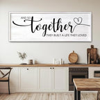 And So Together They Built A Life They Loved Decorative Rustic Sign & Plaque Framed Wall Art for Couples, 40''×15' Wooden Long Wall Decor Above Bed, Vintage Horizontal Farmhouse Wedding Gift