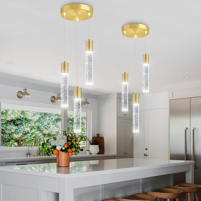 3-Lights Pendant Lights Modern LED Kitchen Island Light Bubble Pendant Light Pendant Lighting for Kitchen Island Dining Room Ceiling Hanging Lights Bedroom Mini Pendent Spot Lights