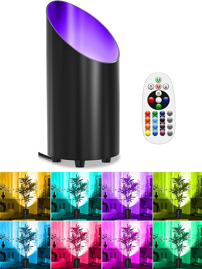 ZUCKEO Indoor Uplighting RGB Floor Can Light LED Spotlight Uplights, 5W Indoor Color Changing Spot Light GU10 Bulb Accent Up Lighting for Plant Corner Christmas, 5.25FT Plug in Cord & Switch, 1 Pack