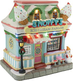 Snowy's Ice Cream Parlor Porcelain Christmas Village with LED Lights