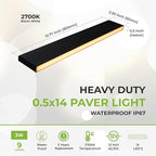 LUMENGY Paver Light Slim 0.5x14 Inch(0.55 x 13.77 inches) Glare-Free Steel Lighting for Pavers, Brick, Walls, Driveways, Walkways & Pathways, 2700K Warm White, Waterproof, Drive-Over, 12V AC/DC Wired.