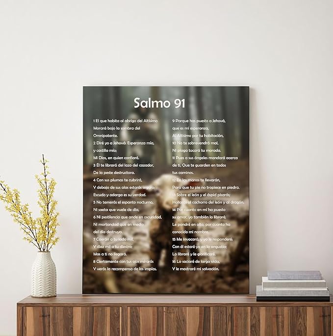 ART Salmo 91 En Español Para Pared Cuadros Cristianos Para Pared En Español, Psalm 91 Wall Art, Christian Wall Decor In Spanish, Decoraciones Para Cuartos Psalm 91 Wall Decor Framed Wall Décor