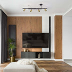 Globe Electric 57501 4-Light Track Lighting, Matte Black, Matte Brass Track Heads, Center Swivel Bar, 4 Bulb Kitchen Light, Ceiling Light Fixture, Track Lighting, Swivel, Bulb Not Included