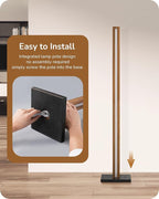 EDISHINE Mid Century Modern Floor Lamp with Remote, Dimmable Wood LED Corner Lamp, Minimalist Standing Mood Lighting for Living Room, Bedroom, Office, 7 Color Temperature 2700K~6000K, 48.43"