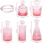 Pink Glass Bud Vases Set of 5, Mini Flower Vase for Centerpieces, Small Clear Vases in Bulk for Wedding Decorations, Vintage Vase for Table, Home Décor