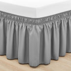 Rimela Grey Bed Skirt Full 12 Inch Drop,Wrap Around Elastic Bed Skirts Full Size Dust Ruffle, Light Gray Bedskirt for Adjustable Bed Base Solid Wrinkle and Fade Resistant Silky Fabric Machine Washable