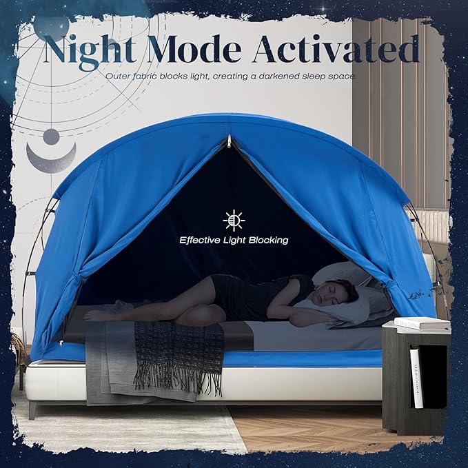 Bed Tent Canopy Twin, Blackout Portable Sleep Tent Easy Setup, Breathable Mesh, Privacy Curtains for Adults, Ideal for Indoor