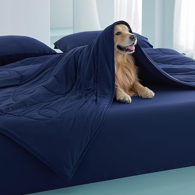 Breescape Cooling Comforter Throw Size - BlendTek™ Q-Max>0.46 Tech, Breathable Blanket for Hot Sleepers & Night Sweats Relief, Premium Lightweight Summer Bedding, 52x72 Inches, Twilight Blue