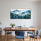 Celestdeco Blue Ridge Mountains Forest Framed Canvas Wall Art Set, Natural Landscape Wall Decor, Green Pine Trees Wall Painting, Woodland Artworks for Living Room, Bedroom, Dining Room - 20"x40"