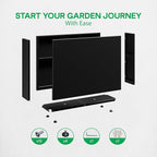 IDZO Metal Planter Box, Privacy Trough for Patio, Rectangle Container for Outdoor Plants, Tall Large Rectangular Steel Bed for Outdoor Greens with Drainage Holes & Adjustable Feet, Black