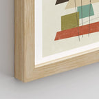 SIGNWIN Framed Mid-Century Modern 1960s Vintage Nordic Polygons Wall Art, Set of 4 Abstract Geometric Wall Decor Prints, Nature Wilderness Wall Décor for Living Room, Bedroom - 12"x16" Natural